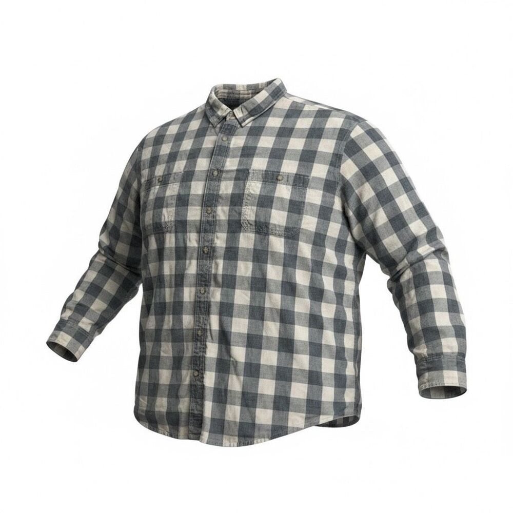 Foundry Mens Black & Beige Plaid Button Down Shirt Size 3XL Long Sleeve Casual